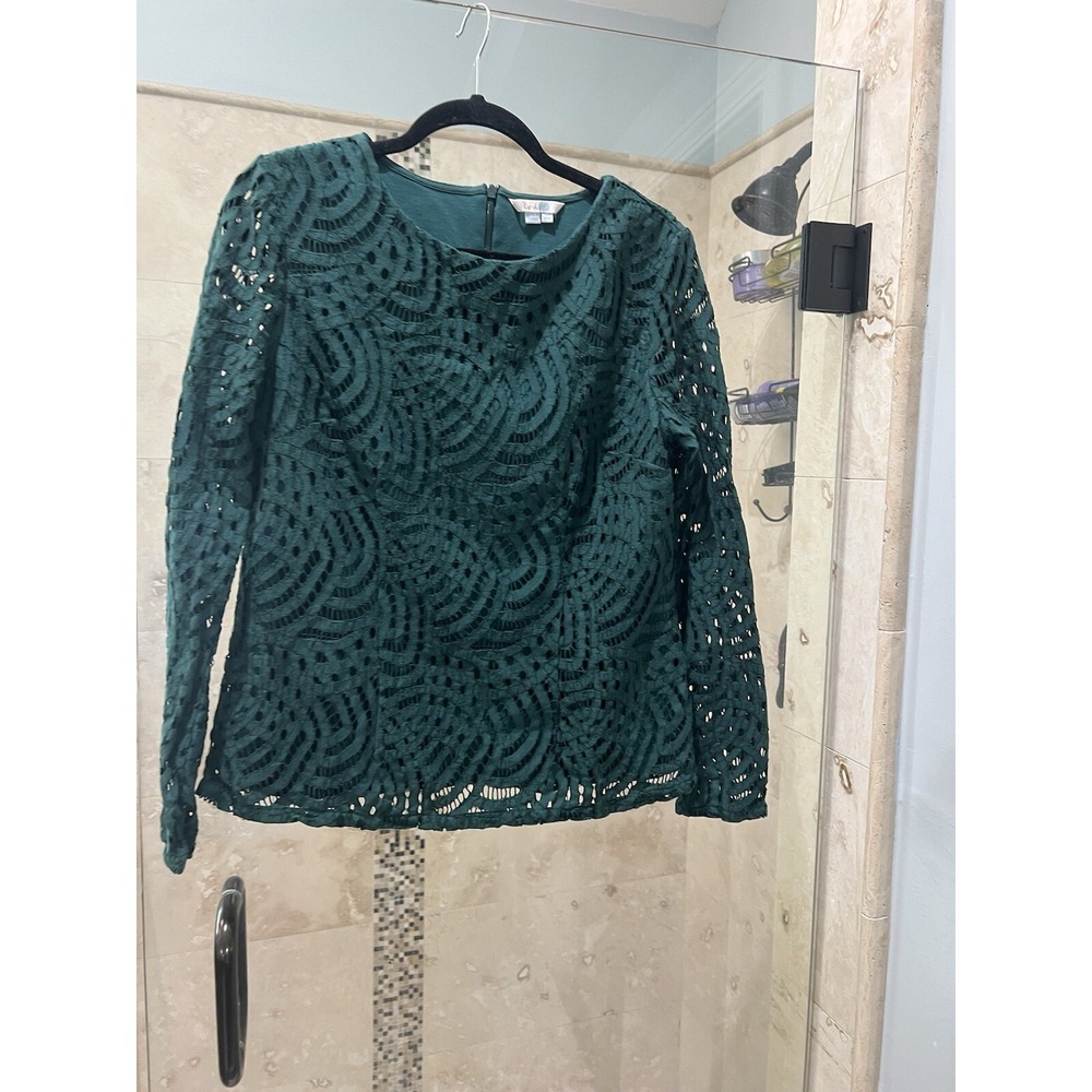 Boden Womens Zeta Emerald Green Long Sleeve Lace Ponte Top Blouse Us 8 Christmas
